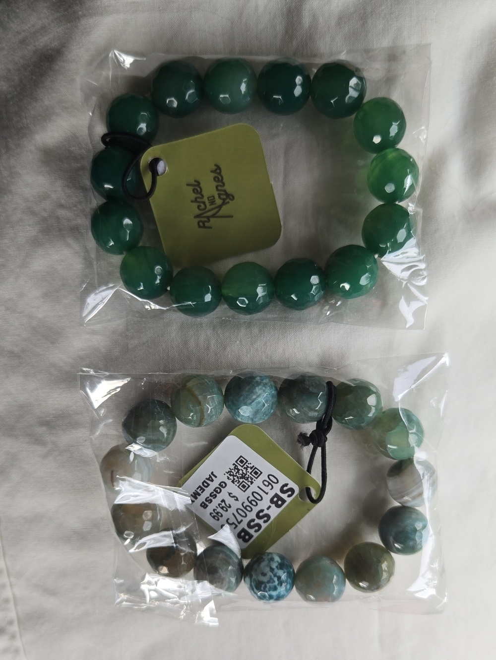 New Rachel And Agnes Beaded Stretch Bracelet - Jade & Green Sets